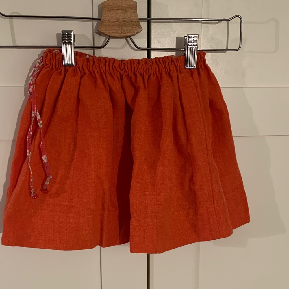 Vibrant Orange Linen Skirt 4US